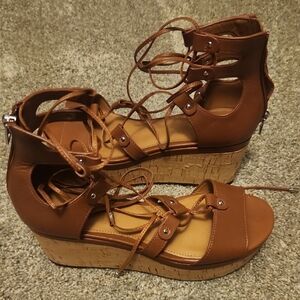 Coach Brown Leather Wedges with Gladiator Style